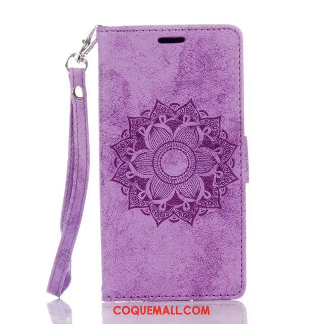 Étui Huawei Y7 2018 Téléphone Portable Protection Violet, Coque Huawei Y7 2018 Incassable Gaufrage