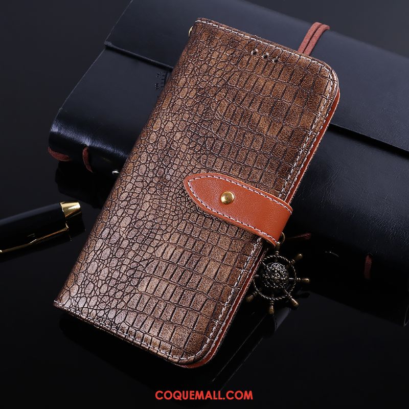 Étui Huawei Y7 2018 Étui En Cuir Crocodile Modèle Jeunesse, Coque Huawei Y7 2018 Protection Téléphone Portable Braun