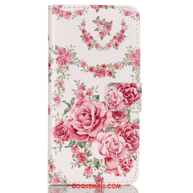 Étui Huawei Y7 2018 Étui En Cuir Téléphone Portable Blanc, Coque Huawei Y7 2018 Gaufrage Peinture