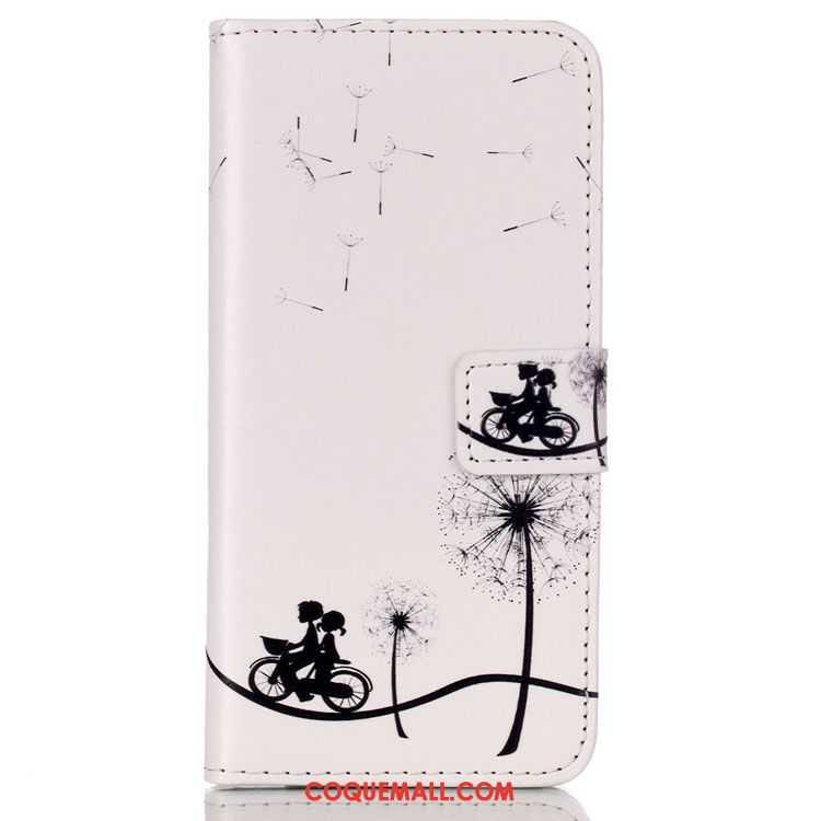 Étui Huawei Y7 2018 Étui En Cuir Téléphone Portable Blanc, Coque Huawei Y7 2018 Gaufrage Peinture