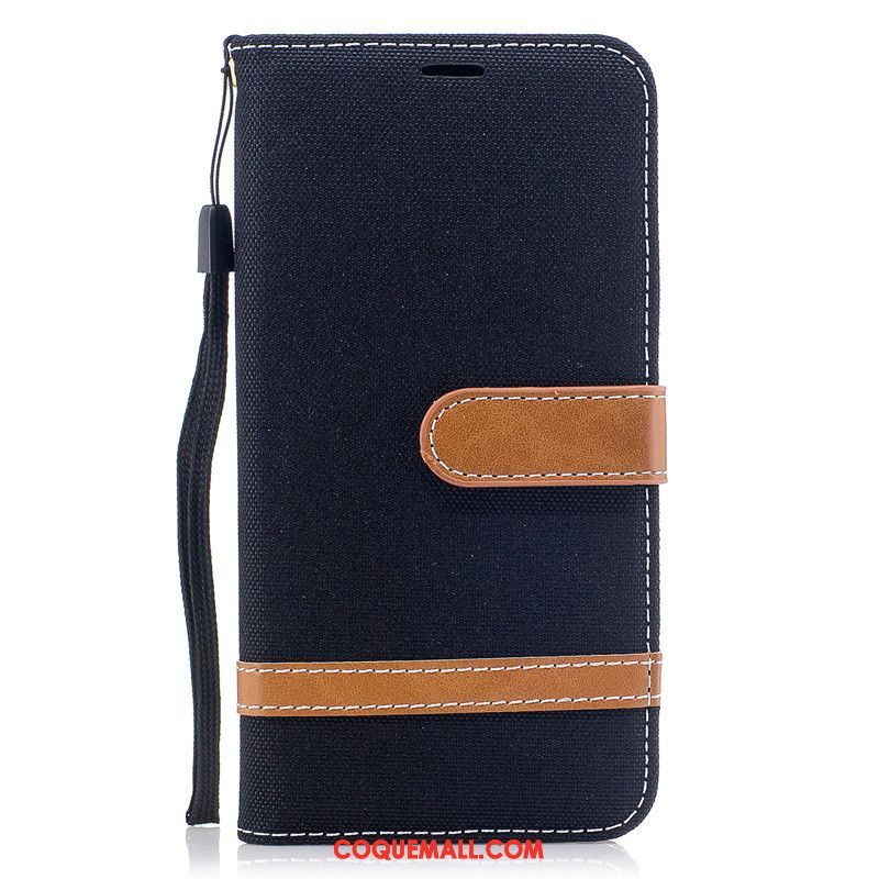 Étui Huawei Y7 2019 Carte En Denim Tout Compris, Coque Huawei Y7 2019 Noir Protection