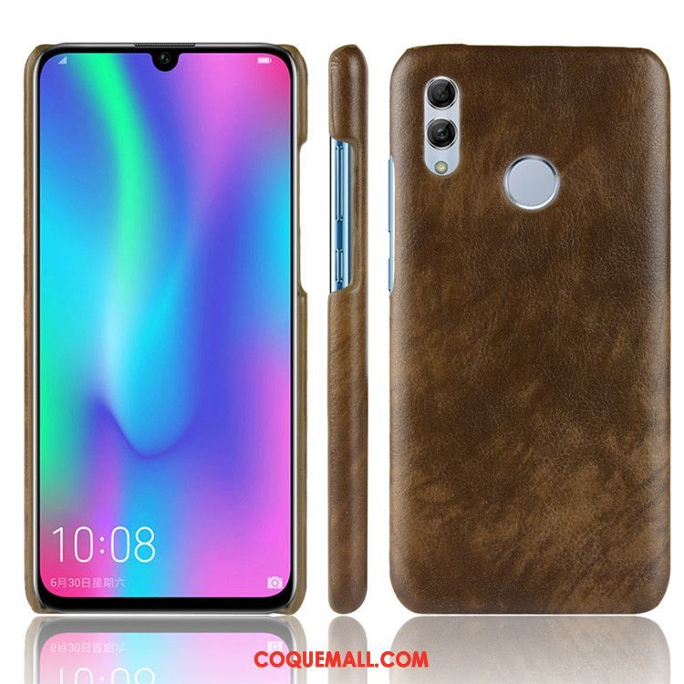 Étui Huawei Y7 2019 Modèle Fleurie Protection Téléphone Portable, Coque Huawei Y7 2019 Litchi Difficile Braun