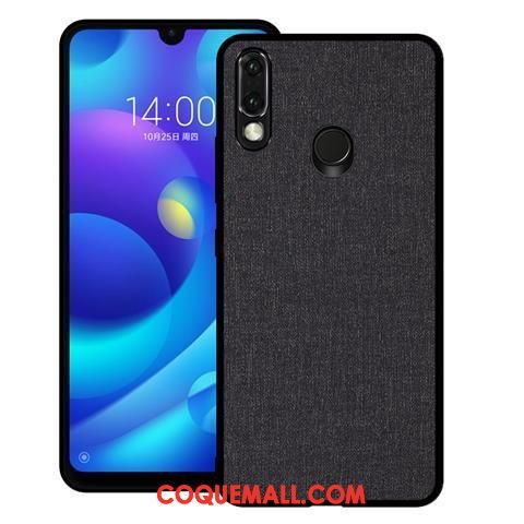 Étui Huawei Y7 2019 Tissu Cuir Difficile, Coque Huawei Y7 2019 Gris Protection