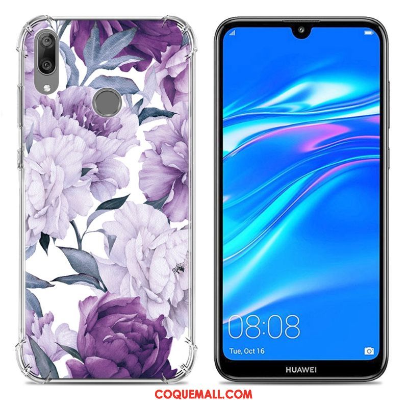 Étui Huawei Y7 2019 Téléphone Portable Incassable Ballon, Coque Huawei Y7 2019 Silicone Violet