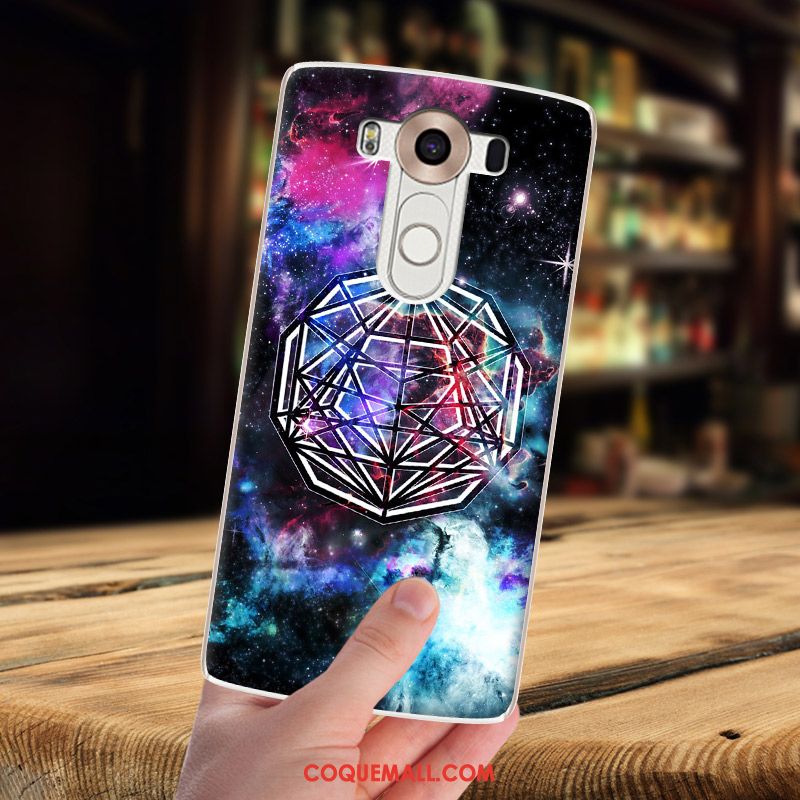 Étui Lg G4 Créatif Fluide Doux Dessin Animé, Coque Lg G4 Violet Ciel Étoilé