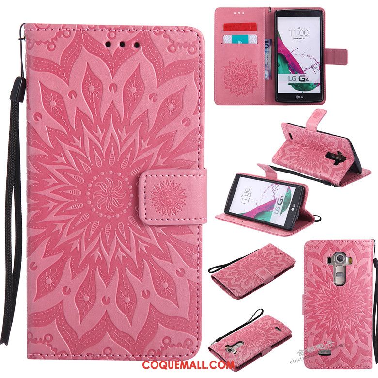 Étui Lg G4 Incassable Protection Étui En Cuir, Coque Lg G4 Téléphone Portable Or Rose