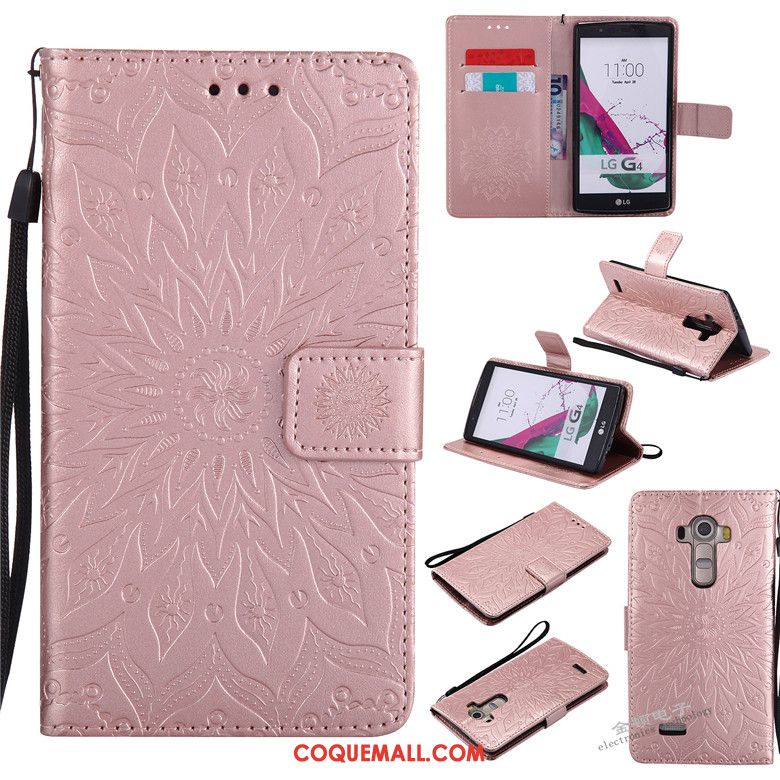 Étui Lg G4 Incassable Protection Étui En Cuir, Coque Lg G4 Téléphone Portable Or Rose