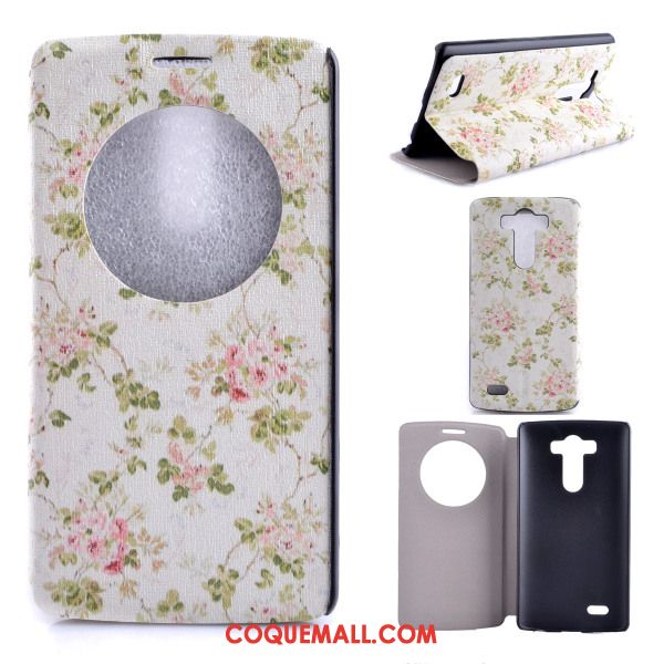 Étui Lg G4 Support Téléphone Portable Bleu, Coque Lg G4 Floral Étui En Cuir