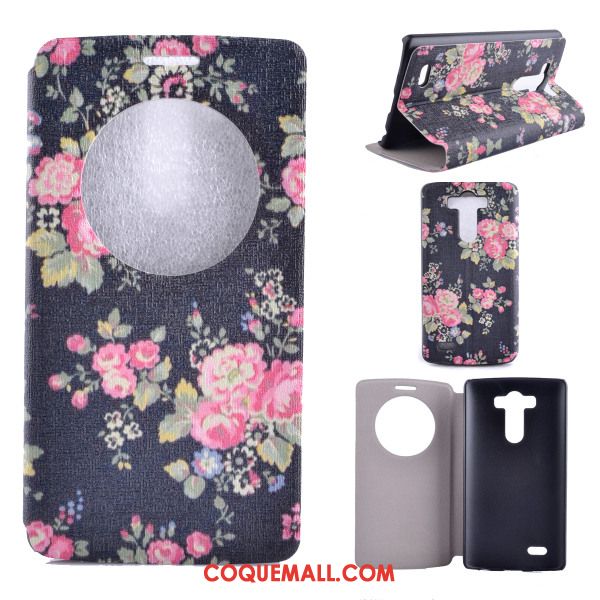 Étui Lg G4 Support Téléphone Portable Bleu, Coque Lg G4 Floral Étui En Cuir