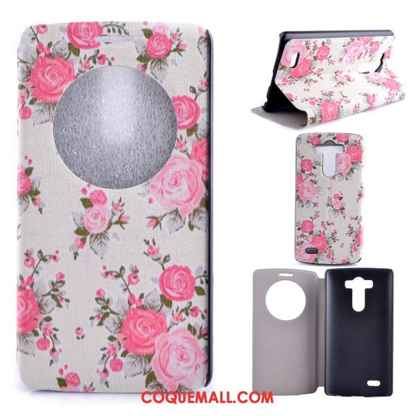 Étui Lg G4 Support Téléphone Portable Bleu, Coque Lg G4 Floral Étui En Cuir