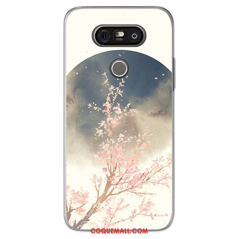 Étui Lg G5 Téléphone Portable Vert Fluide Doux, Coque Lg G5 Style Chinois Blanc