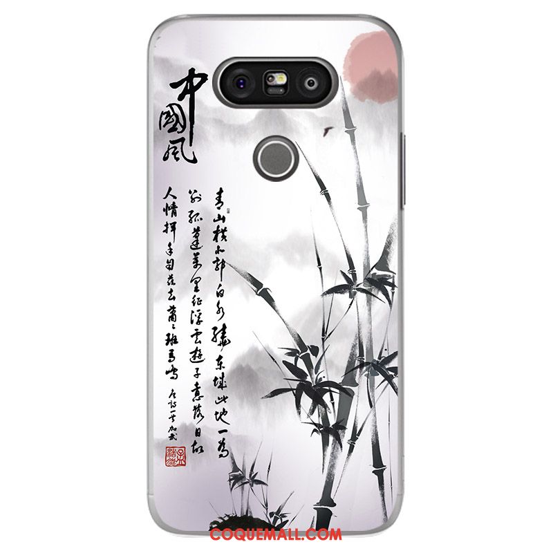 Étui Lg G5 Téléphone Portable Vert Fluide Doux, Coque Lg G5 Style Chinois Blanc