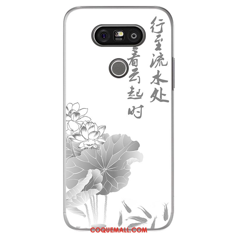 Étui Lg G5 Téléphone Portable Vert Fluide Doux, Coque Lg G5 Style Chinois Blanc