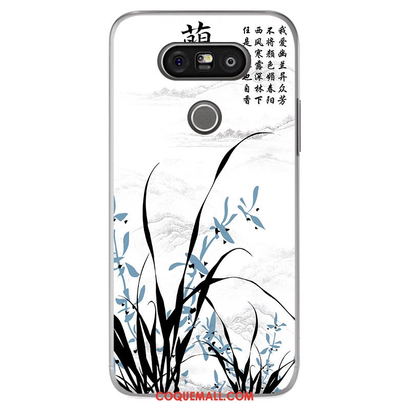 Étui Lg G5 Téléphone Portable Vert Fluide Doux, Coque Lg G5 Style Chinois Blanc