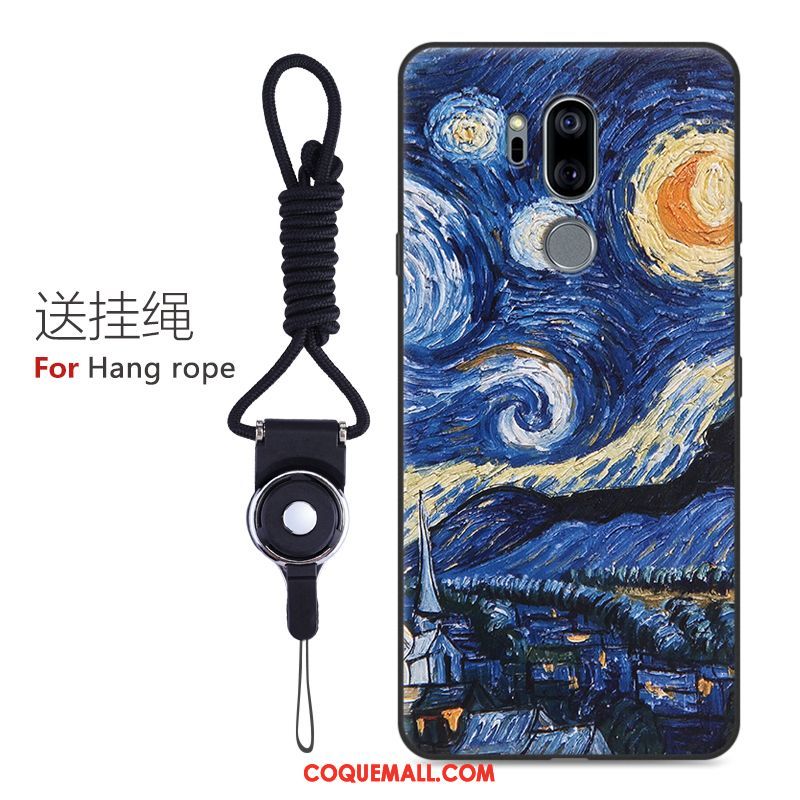 Étui Lg G7 Thinq Bleu Dessin Animé Incassable, Coque Lg G7 Thinq Fluide Doux Créatif