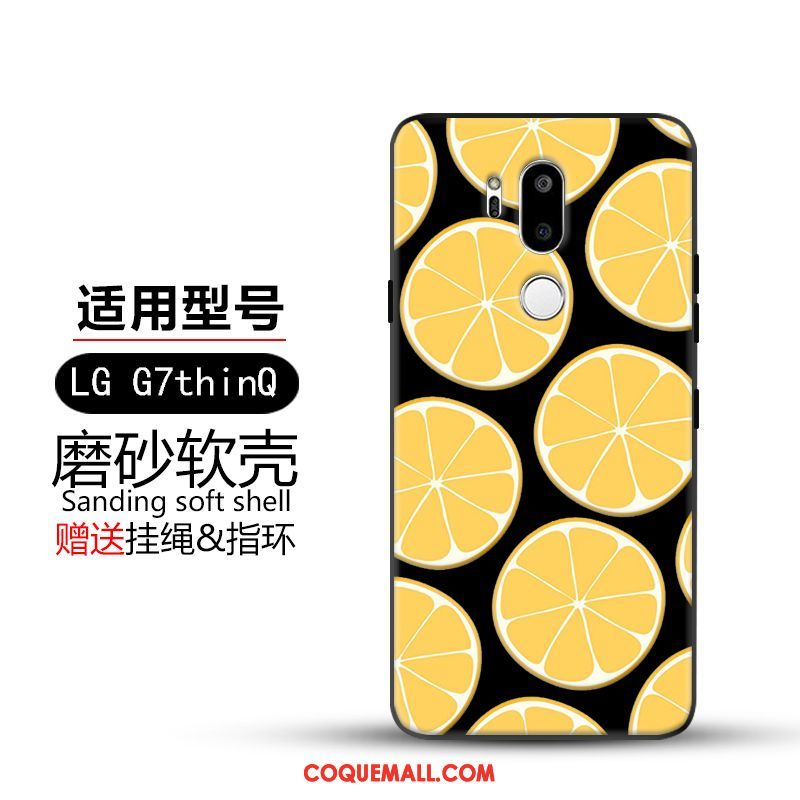 Étui Lg G7 Thinq Bordure Créatif Silicone, Coque Lg G7 Thinq Jaune Délavé En Daim