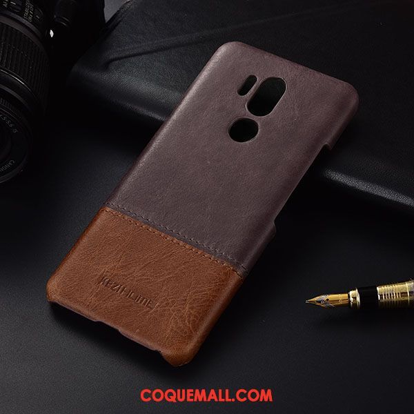 Étui Lg G7 Thinq Cuir Véritable Protection Téléphone Portable, Coque Lg G7 Thinq Marron