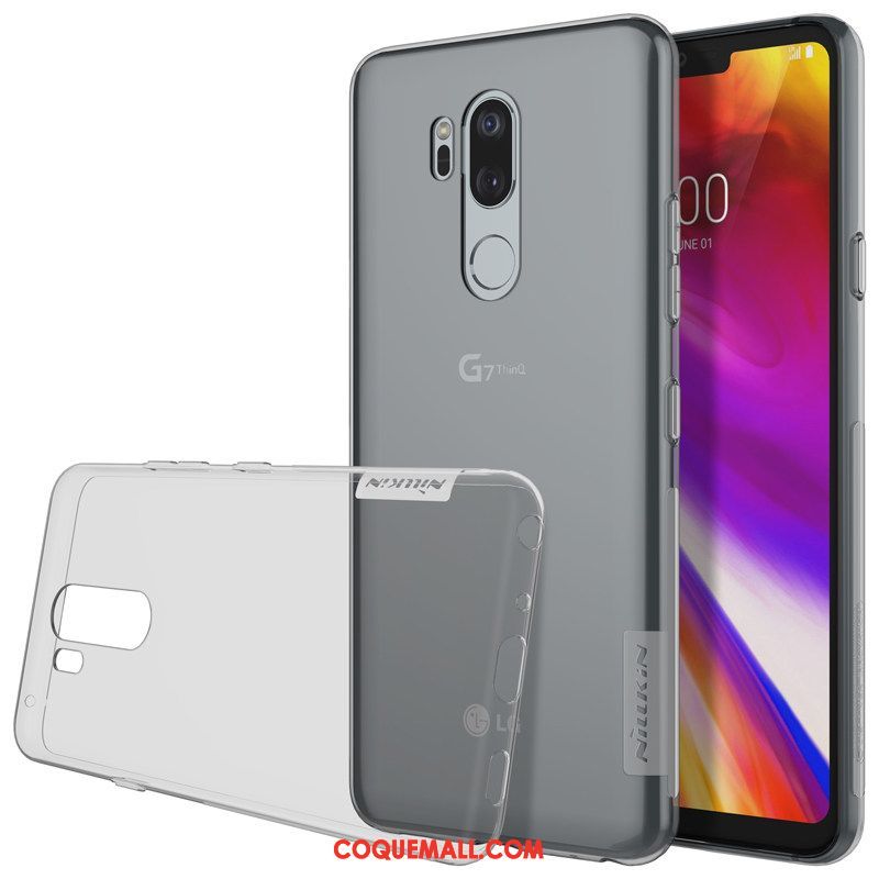 Étui Lg G7 Thinq Silicone Protection Gris, Coque Lg G7 Thinq Incassable Transparent