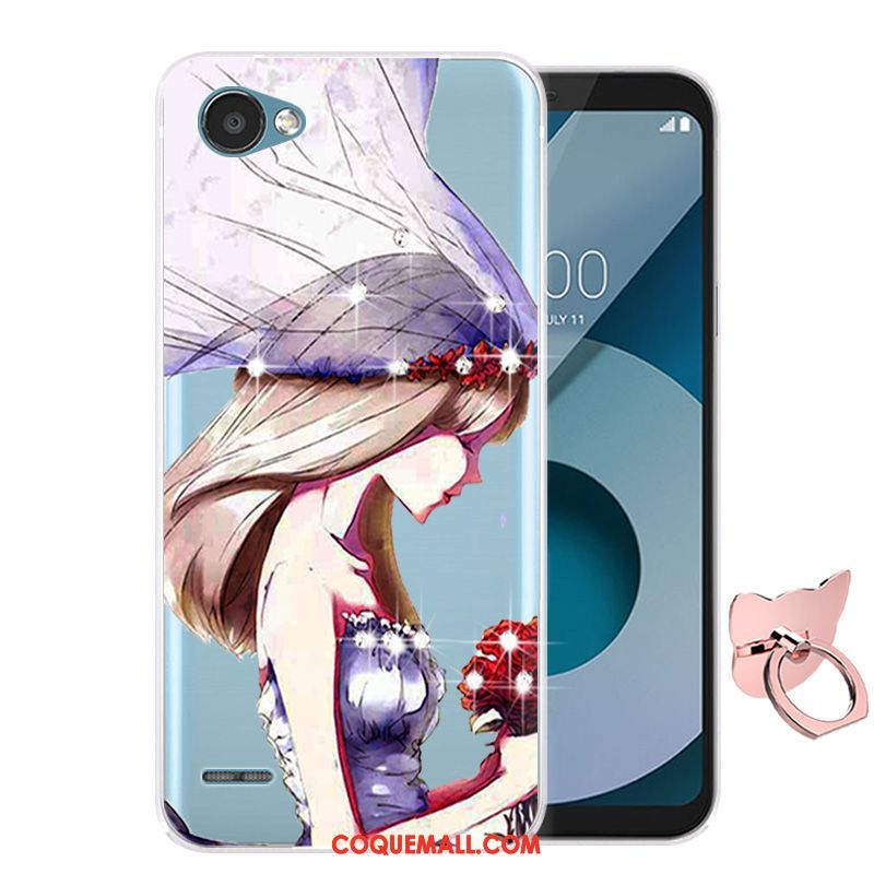 Étui Lg Q6 Dessin Animé Rose Téléphone Portable, Coque Lg Q6 Silicone Incassable