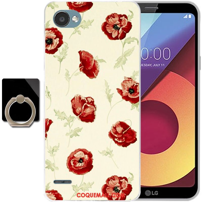 Étui Lg Q6 Rose Art Protection, Coque Lg Q6 Silicone Dessin Animé