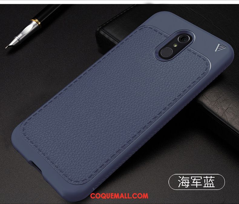 Étui Lg Q7 Couvercle Arrière Fluide Doux Bleu, Coque Lg Q7 Téléphone Portable Protection