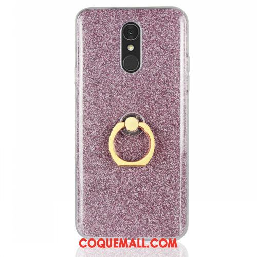 Étui Lg Q7 Fluide Doux Téléphone Portable Rose, Coque Lg Q7 Anneau Noir