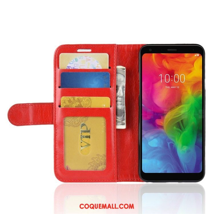 Étui Lg Q7 Support Téléphone Portable Protection, Coque Lg Q7 Étui En Cuir Rouge