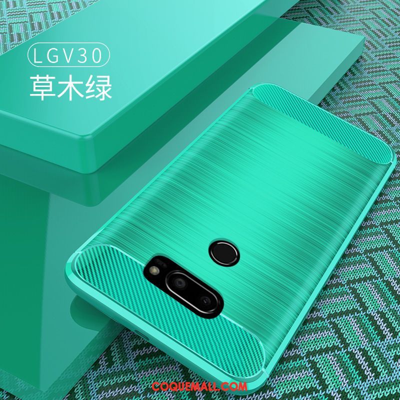 Étui Lg V30 Fluide Doux Protection Vert, Coque Lg V30 Incassable Délavé En Daim