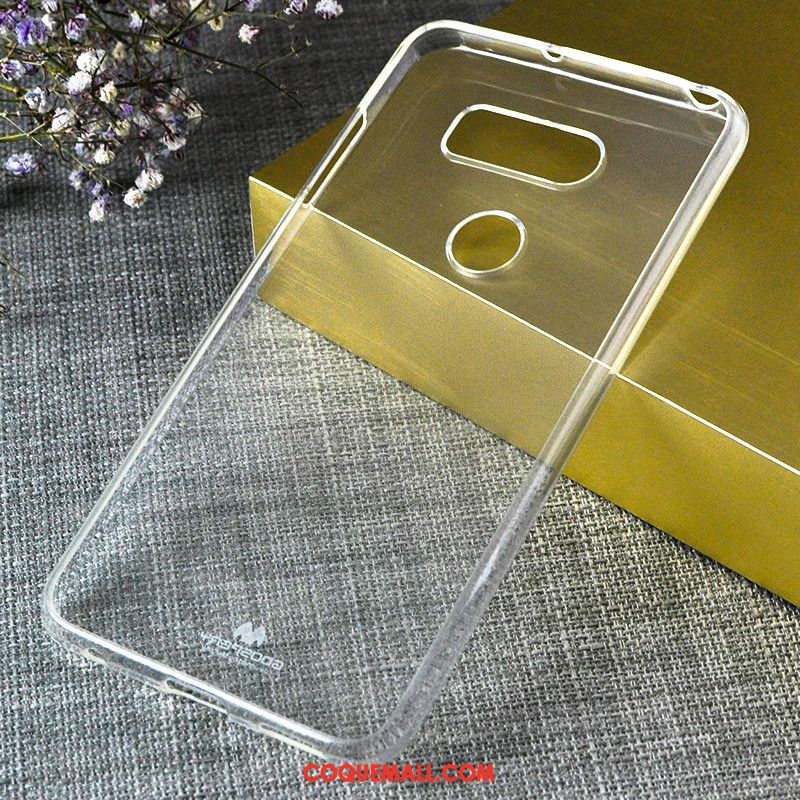 Étui Lg V30 Fluide Doux Rouge Transparent, Coque Lg V30 Téléphone Portable Tout Compris