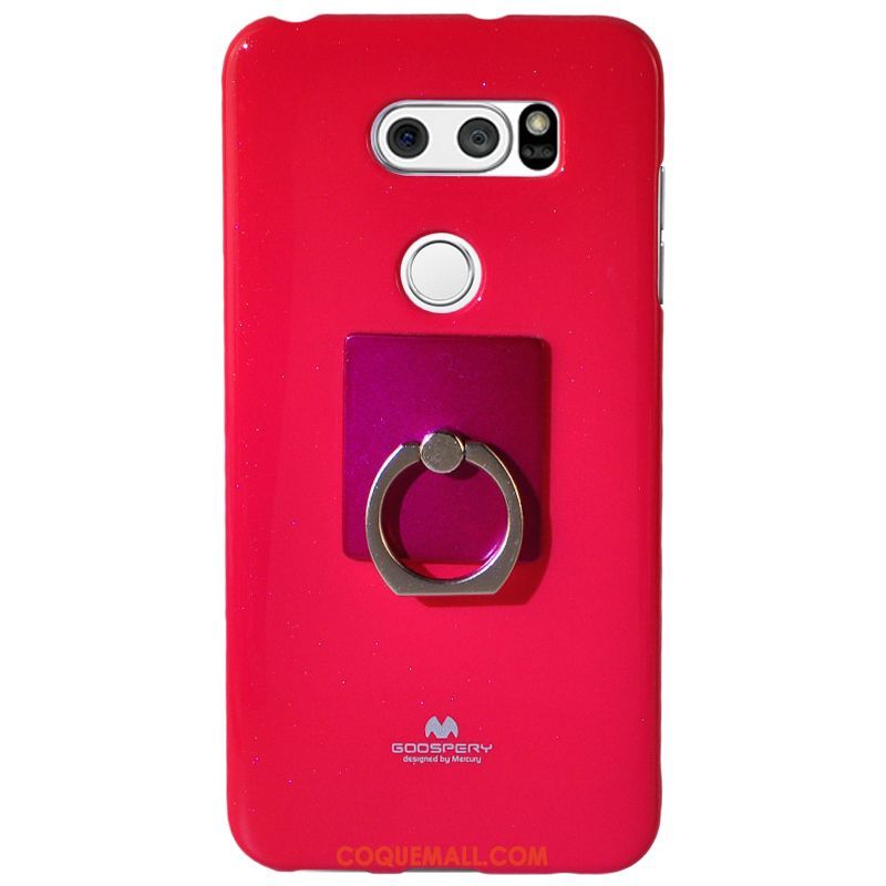 Étui Lg V30 Fluide Doux Rouge Transparent, Coque Lg V30 Téléphone Portable Tout Compris