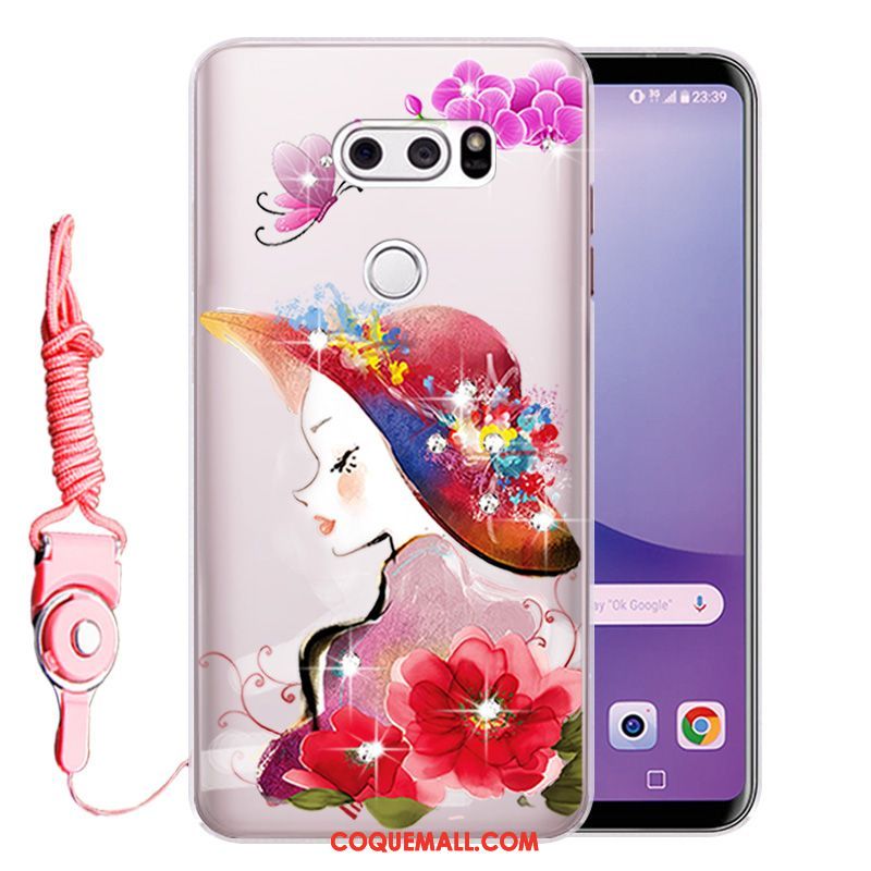 Étui Lg V30 Incassable Fluide Doux Strass, Coque Lg V30 Téléphone Portable Or