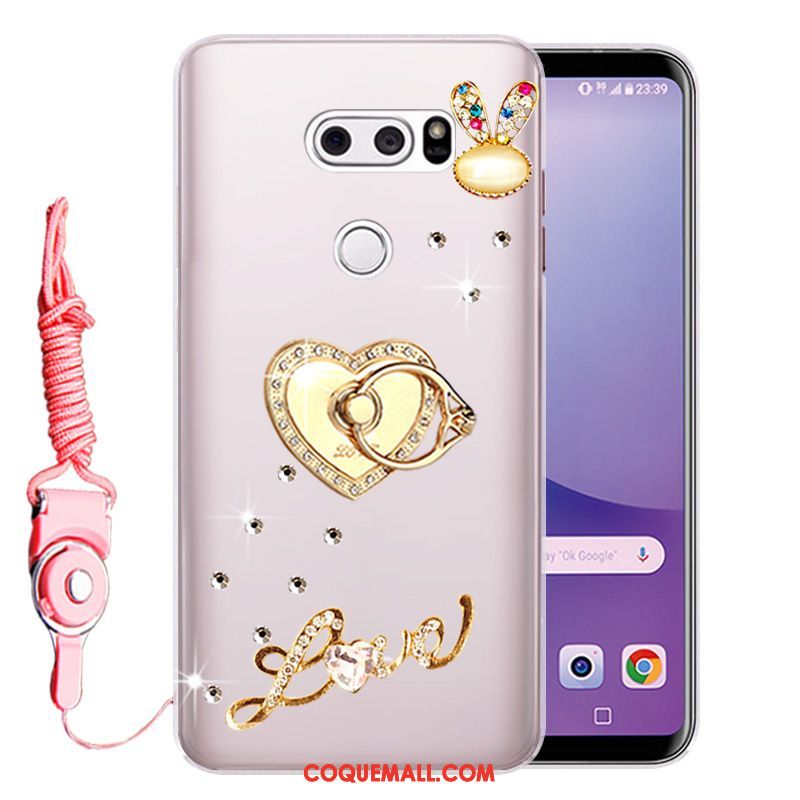 Étui Lg V30 Incassable Fluide Doux Strass, Coque Lg V30 Téléphone Portable Or