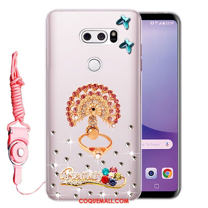 Étui Lg V30 Incassable Fluide Doux Strass, Coque Lg V30 Téléphone Portable Or