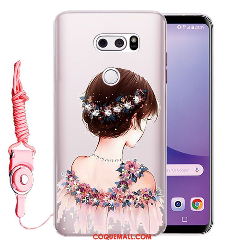 Étui Lg V30 Incassable Fluide Doux Strass, Coque Lg V30 Téléphone Portable Or