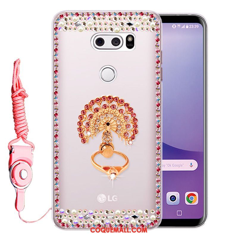 Étui Lg V30 Incassable Fluide Doux Strass, Coque Lg V30 Téléphone Portable Or