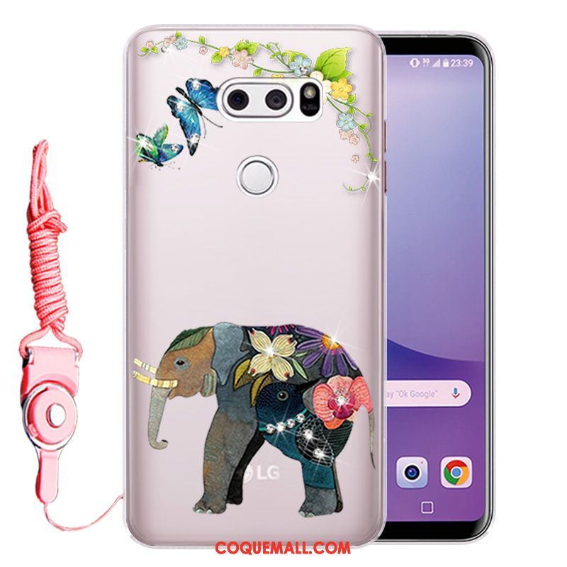 Étui Lg V30 Incassable Fluide Doux Strass, Coque Lg V30 Téléphone Portable Or