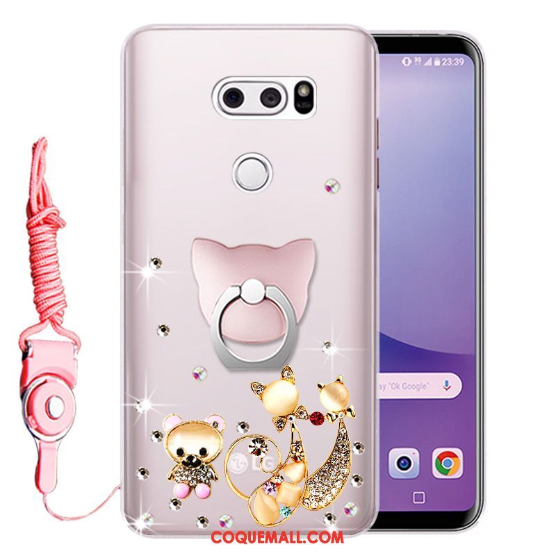 Étui Lg V30 Incassable Fluide Doux Strass, Coque Lg V30 Téléphone Portable Or