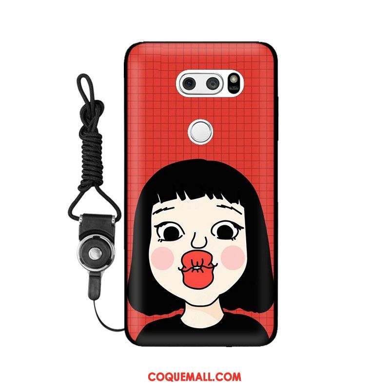 Étui Lg V30 Noir Téléphone Portable Incassable, Coque Lg V30 Fluide Doux Ornements Suspendus