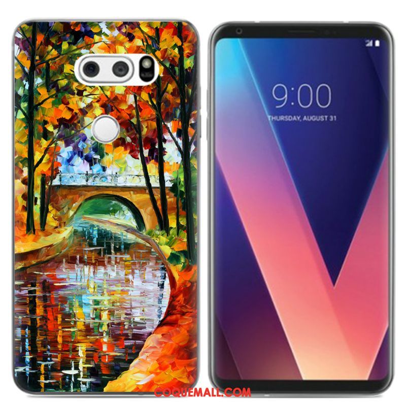 Étui Lg V30 Peinture À L'huile Téléphone Portable Créatif, Coque Lg V30 Petit Frais