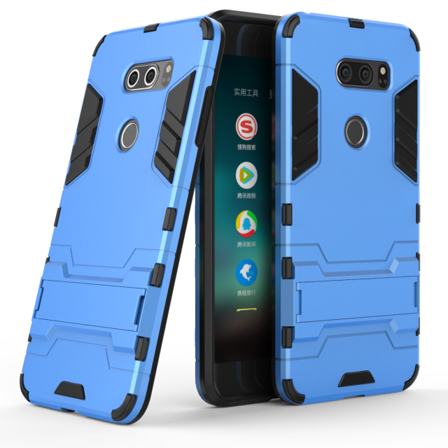 Étui Lg V30 Silicone Bleu Téléphone Portable, Coque Lg V30 Support Incassable