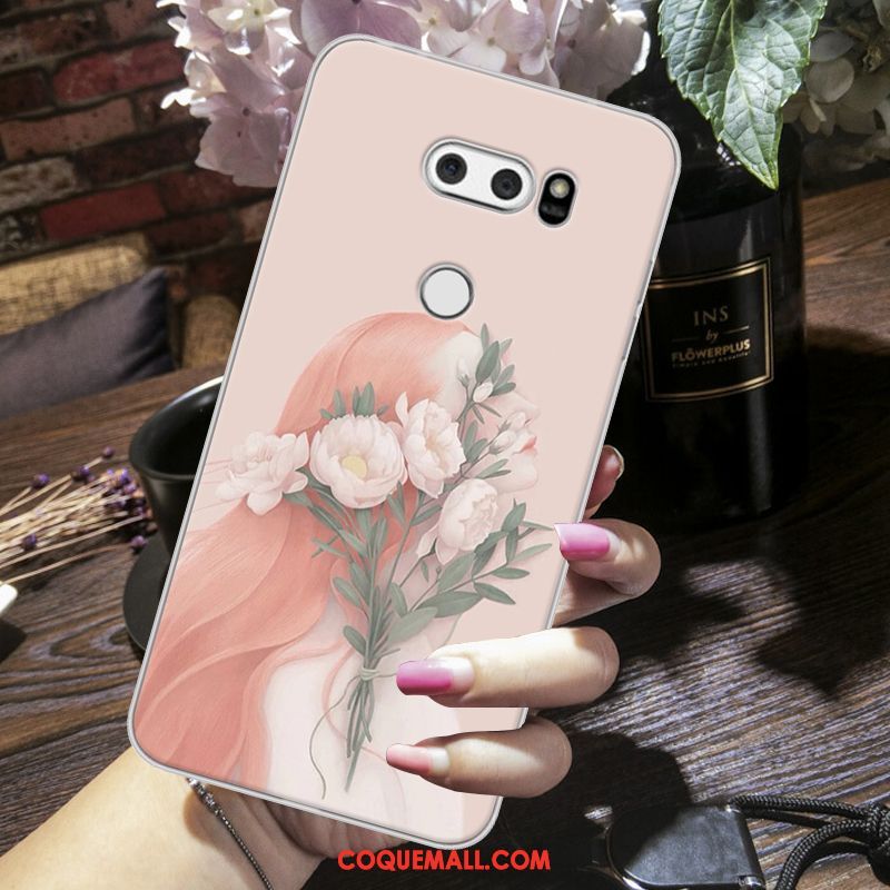 Étui Lg V30 Silicone Incassable Téléphone Portable, Coque Lg V30 Rose Protection