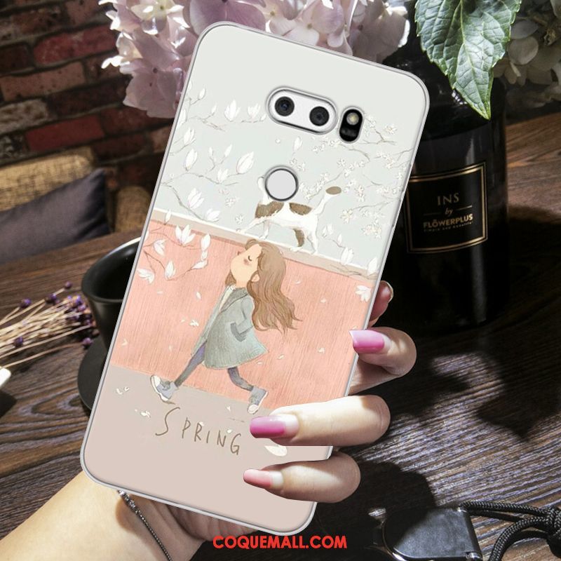 Étui Lg V30 Tout Compris Dessin Animé Protection, Coque Lg V30 Gris Fluide Doux