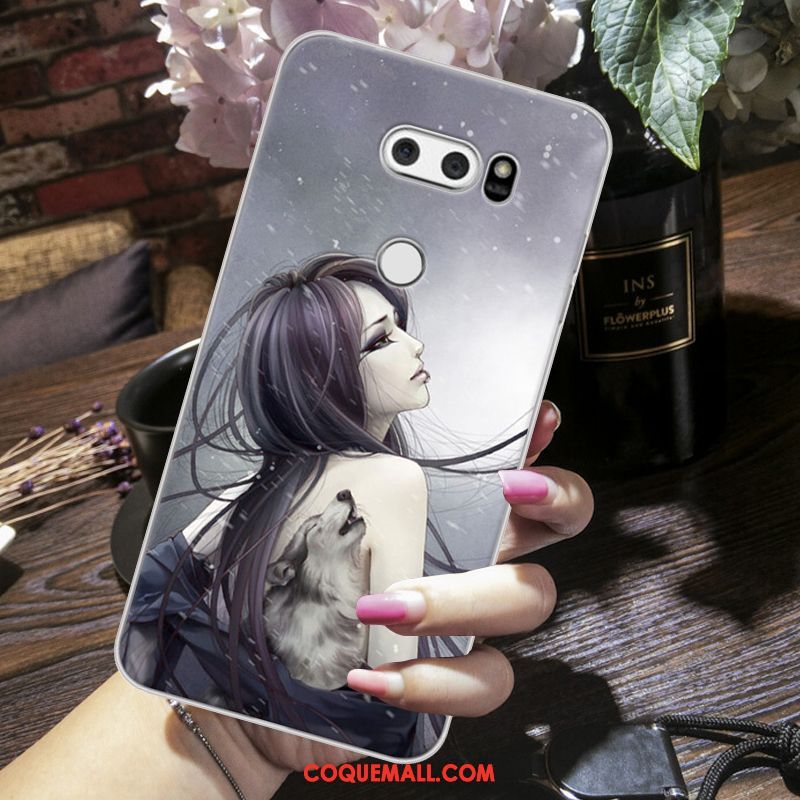 Étui Lg V30 Tout Compris Dessin Animé Protection, Coque Lg V30 Gris Fluide Doux