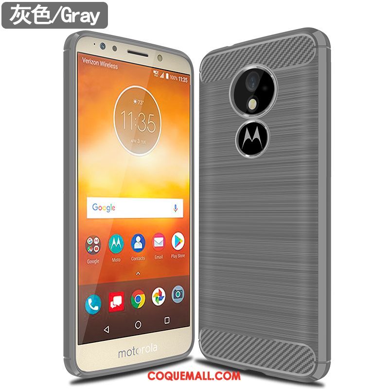 Étui Moto E5 Europe Fibre Gris, Coque Moto E5 Soie Fluide Doux