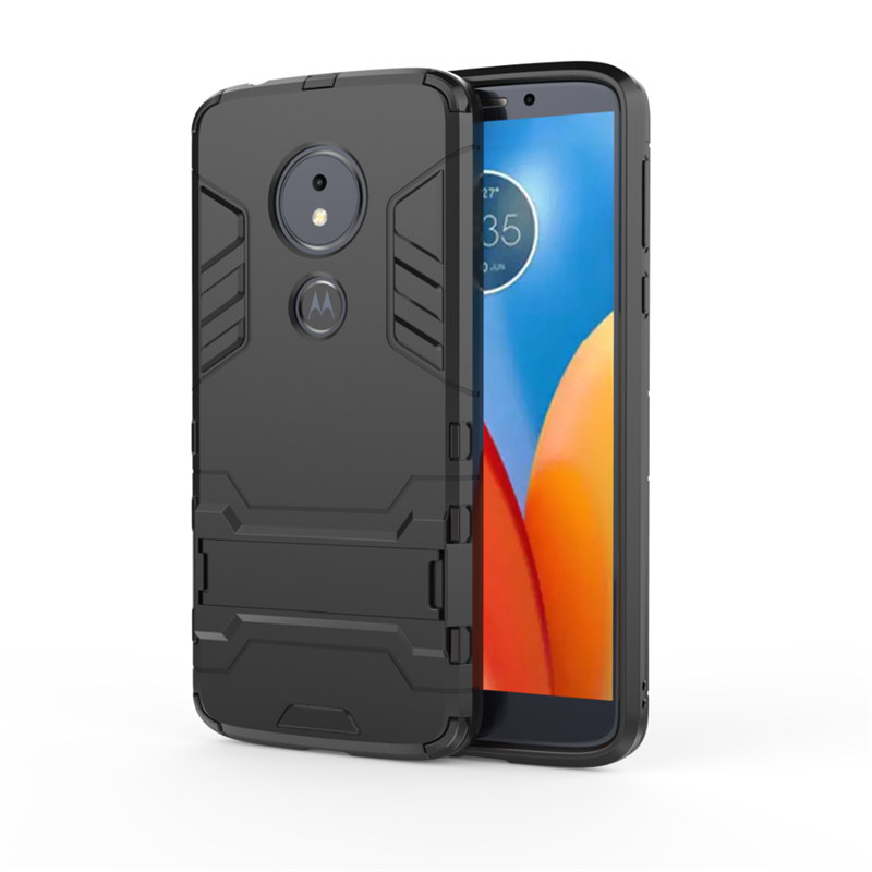 Étui Moto E5 Protection Armure Support, Coque Moto E5 Téléphone Portable Bleu