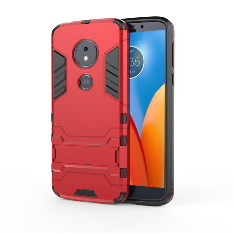 Étui Moto E5 Protection Armure Support, Coque Moto E5 Téléphone Portable Bleu