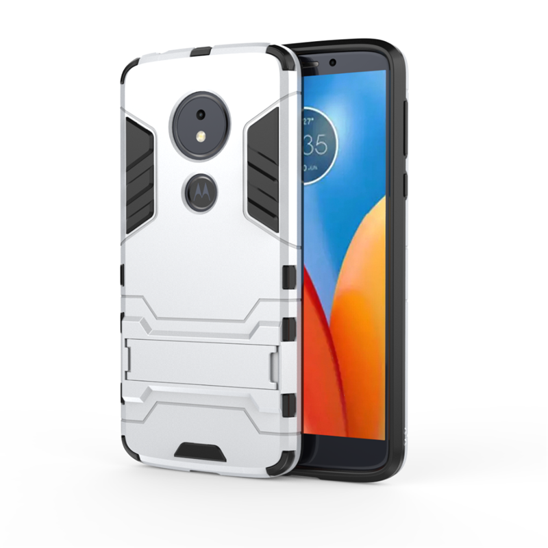 Étui Moto E5 Protection Armure Support, Coque Moto E5 Téléphone Portable Bleu