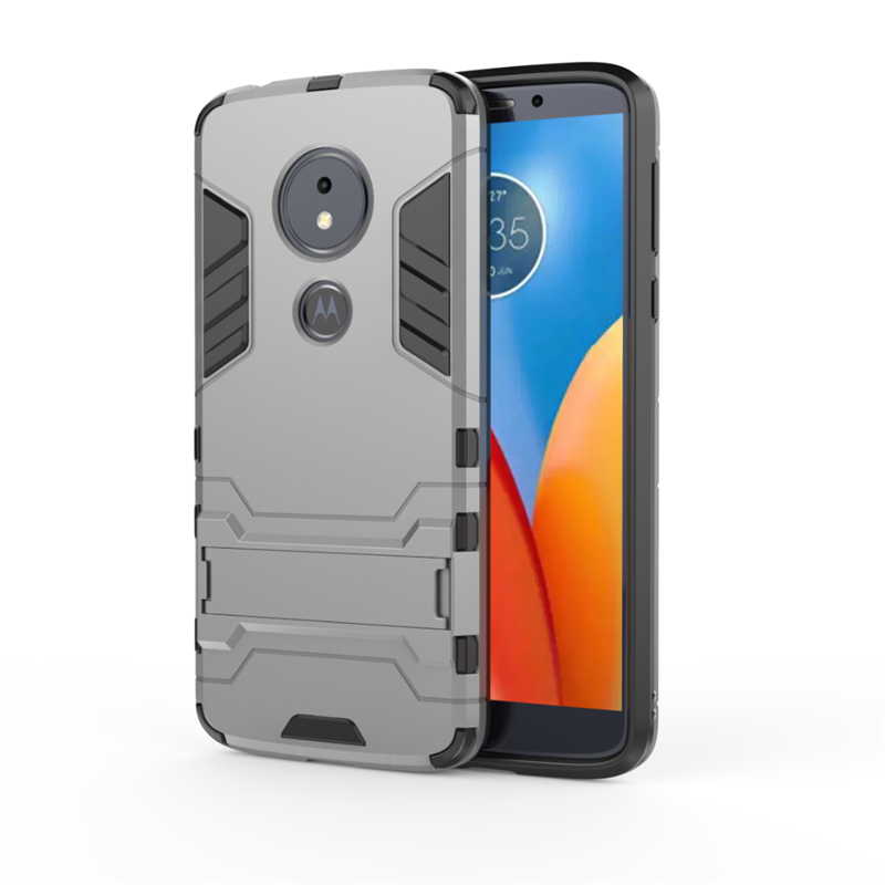 Étui Moto E5 Protection Armure Support, Coque Moto E5 Téléphone Portable Bleu