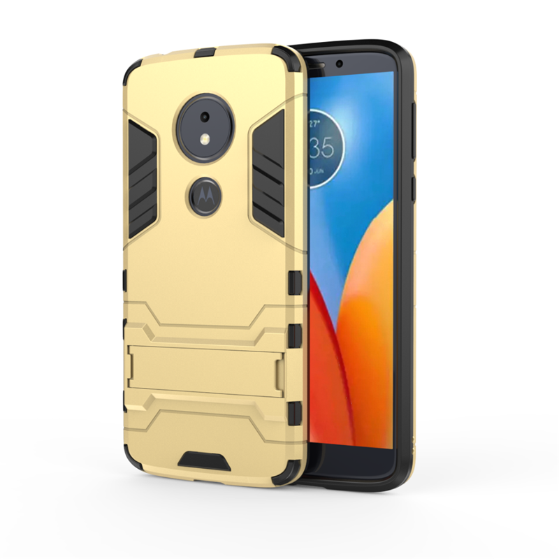 Étui Moto E5 Protection Armure Support, Coque Moto E5 Téléphone Portable Bleu