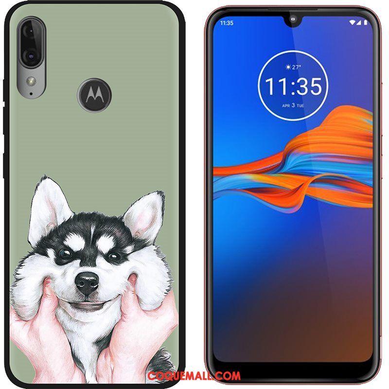 Étui Moto E6 Plus Créatif Téléphone Portable Vert, Coque Moto E6 Plus Chaud Délavé En Daim